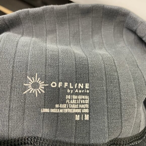 AERIE Flare Leg Ribbed High Waisted Leggings Pants Dark Gray size Medium - Picture 6 of 6